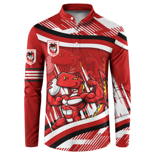 Dragons Rugby Mascot Button Sweatshirt Fierce Athlete Graphic in Sports Style