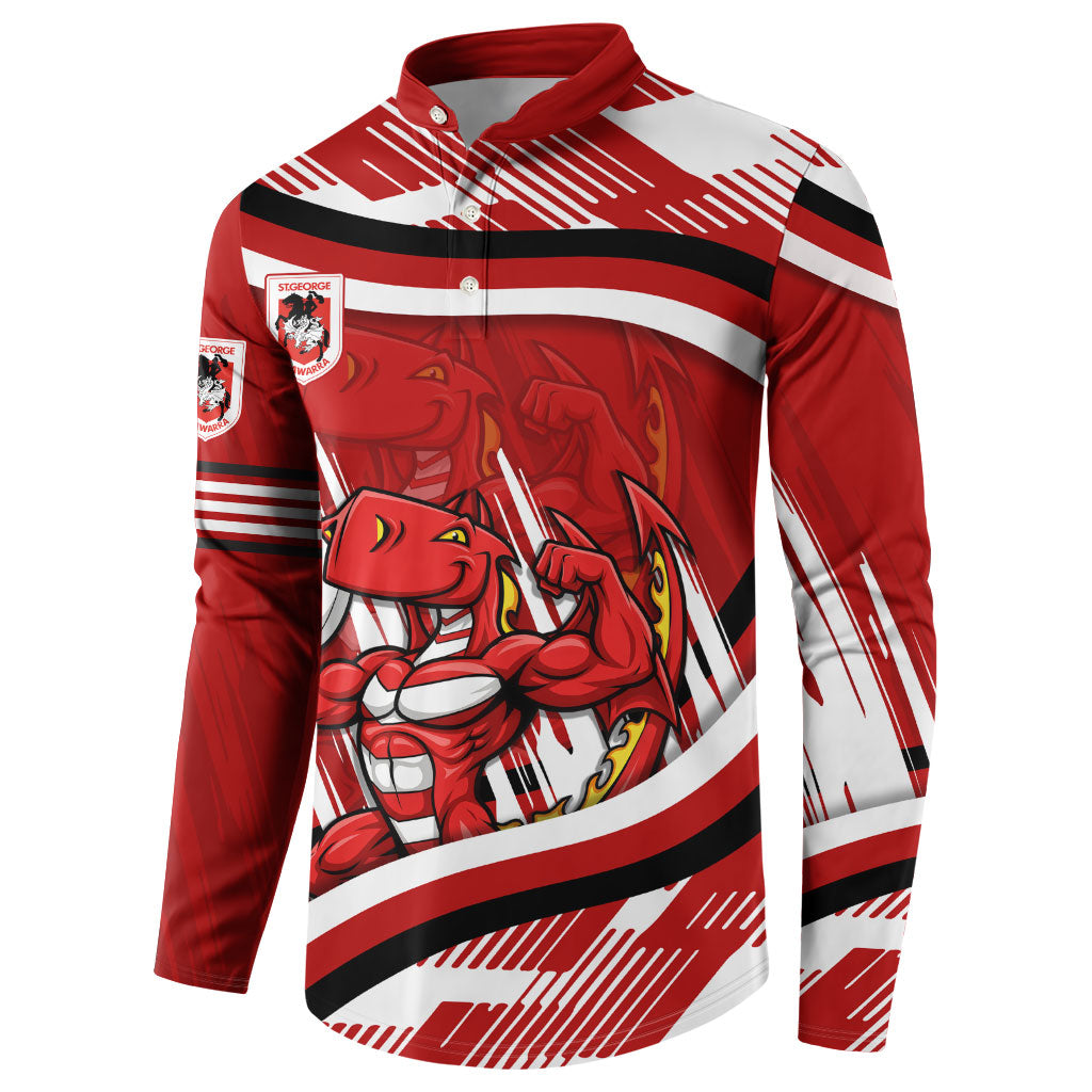 Dragons Rugby Mascot Button Sweatshirt Fierce Athlete Graphic in Sports Style