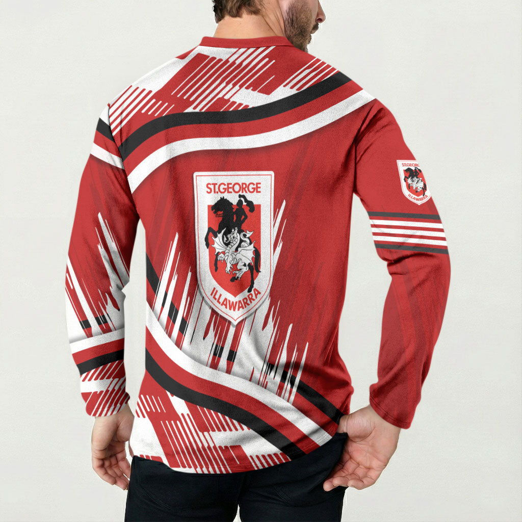 Dragons Rugby Mascot Button Sweatshirt Fierce Athlete Graphic in Sports Style