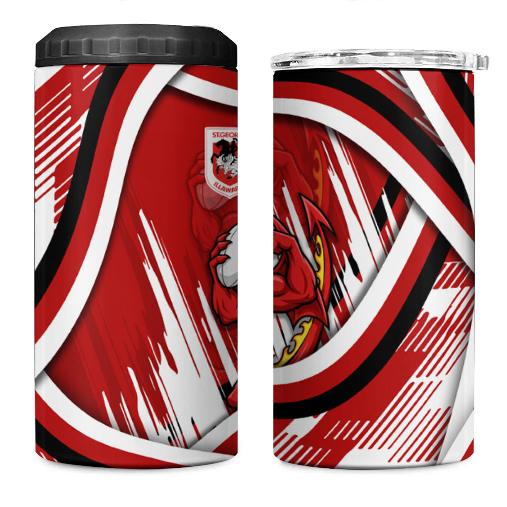 Dragons Rugby Mascot 4 in 1 Can Cooler Tumbler Fierce Athlete Graphic in Sports Style