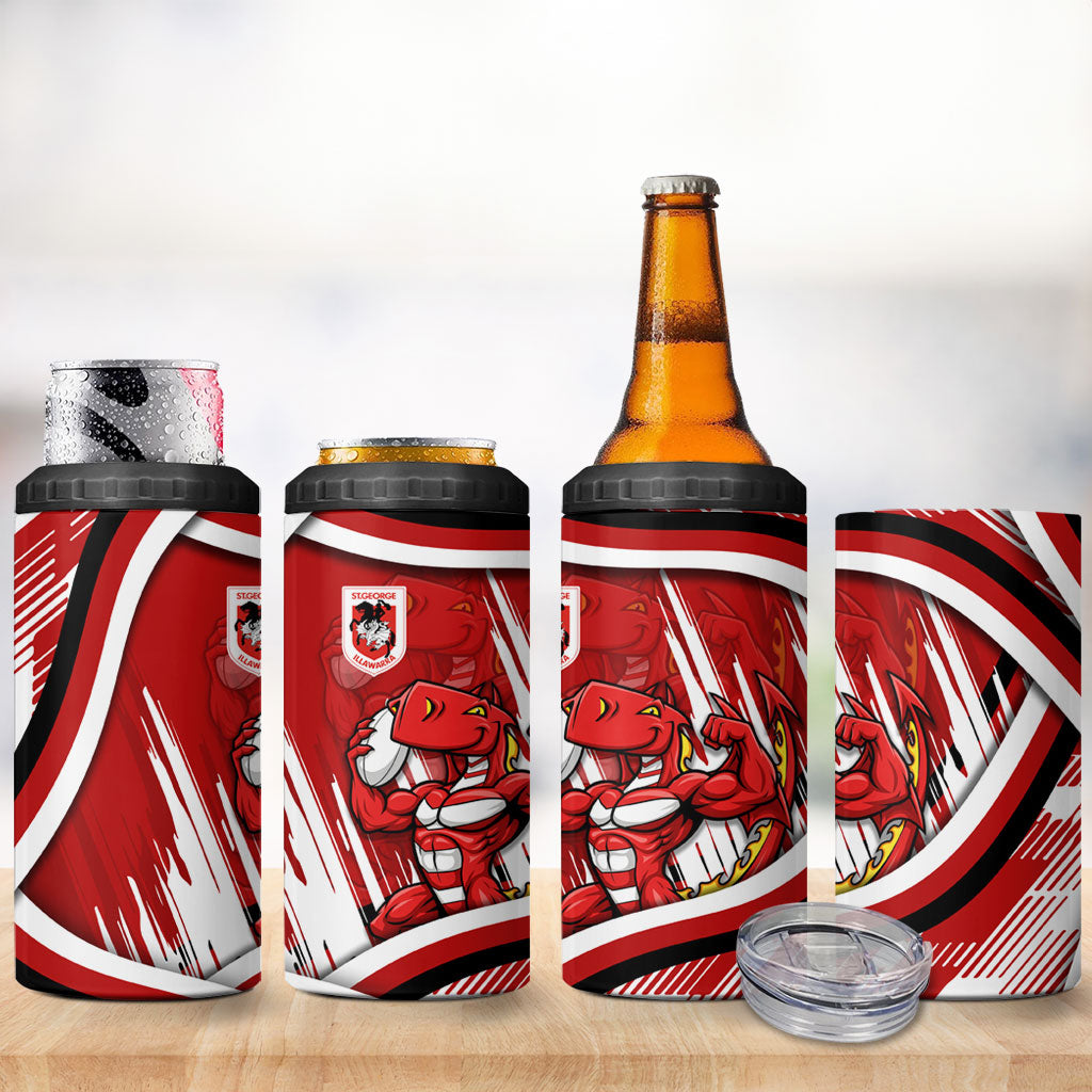 Dragons Rugby Mascot 4 in 1 Can Cooler Tumbler Fierce Athlete Graphic in Sports Style