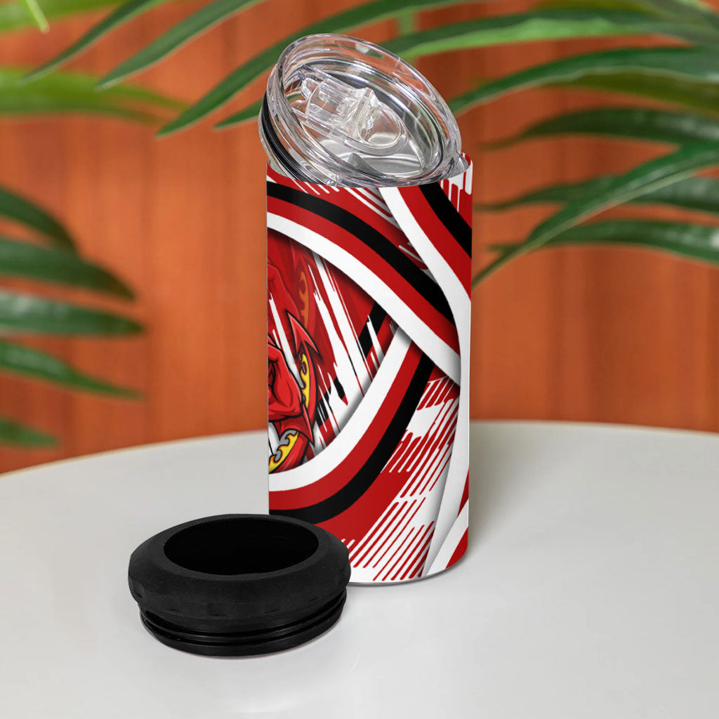 Dragons Rugby Mascot 4 in 1 Can Cooler Tumbler Fierce Athlete Graphic in Sports Style