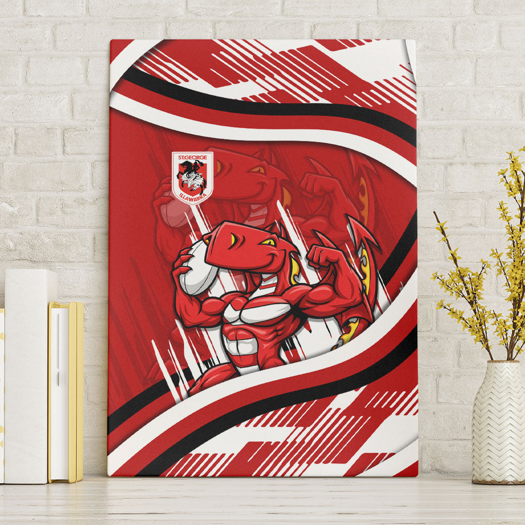 Dragons Rugby Mascot Canvas Wall Art Fierce Athlete Graphic in Sports Style