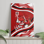 Dragons Rugby Mascot Canvas Wall Art Fierce Athlete Graphic in Sports Style