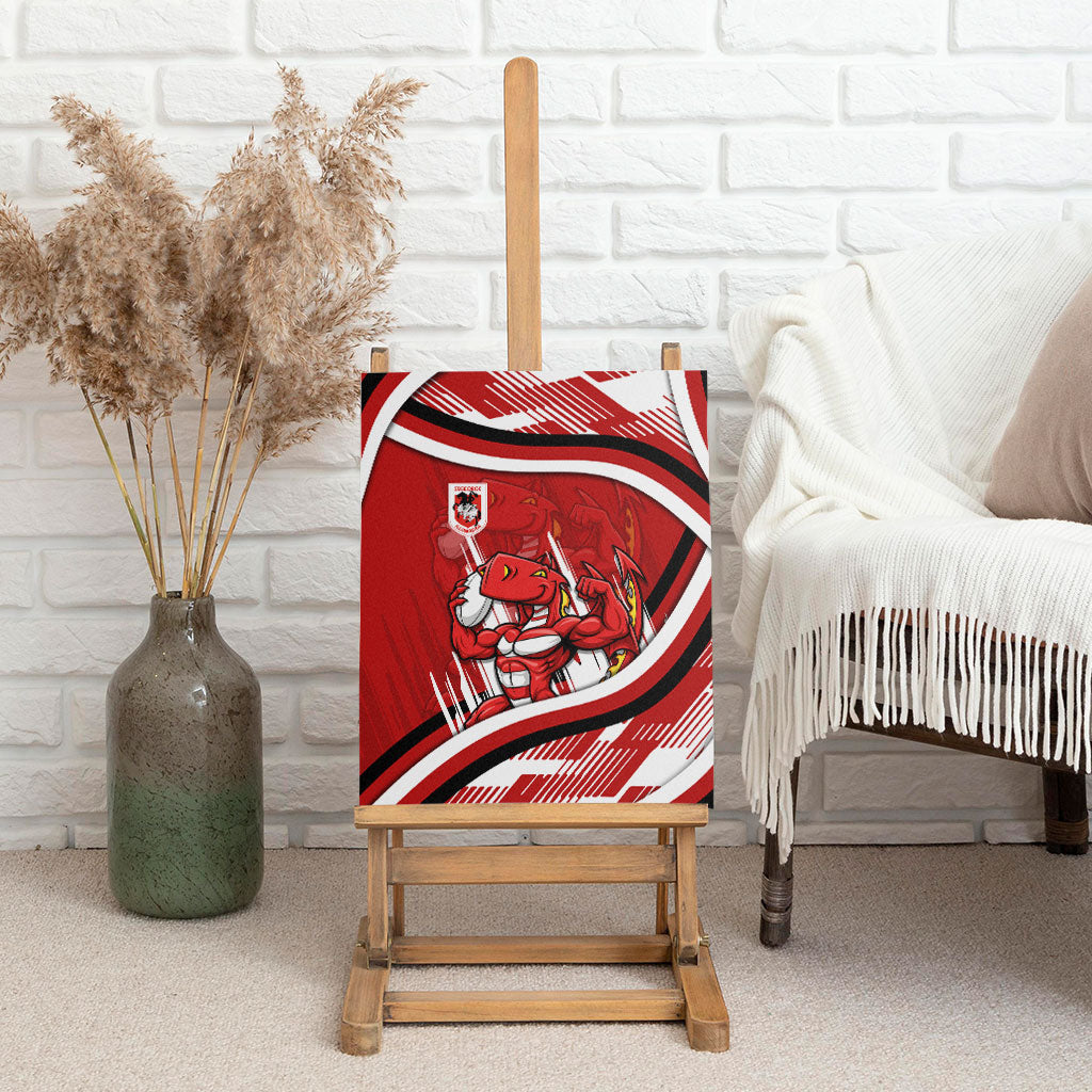 Dragons Rugby Mascot Canvas Wall Art Fierce Athlete Graphic in Sports Style
