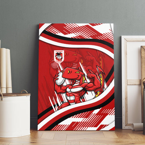 Dragons Rugby Mascot Canvas Wall Art Fierce Athlete Graphic in Sports Style