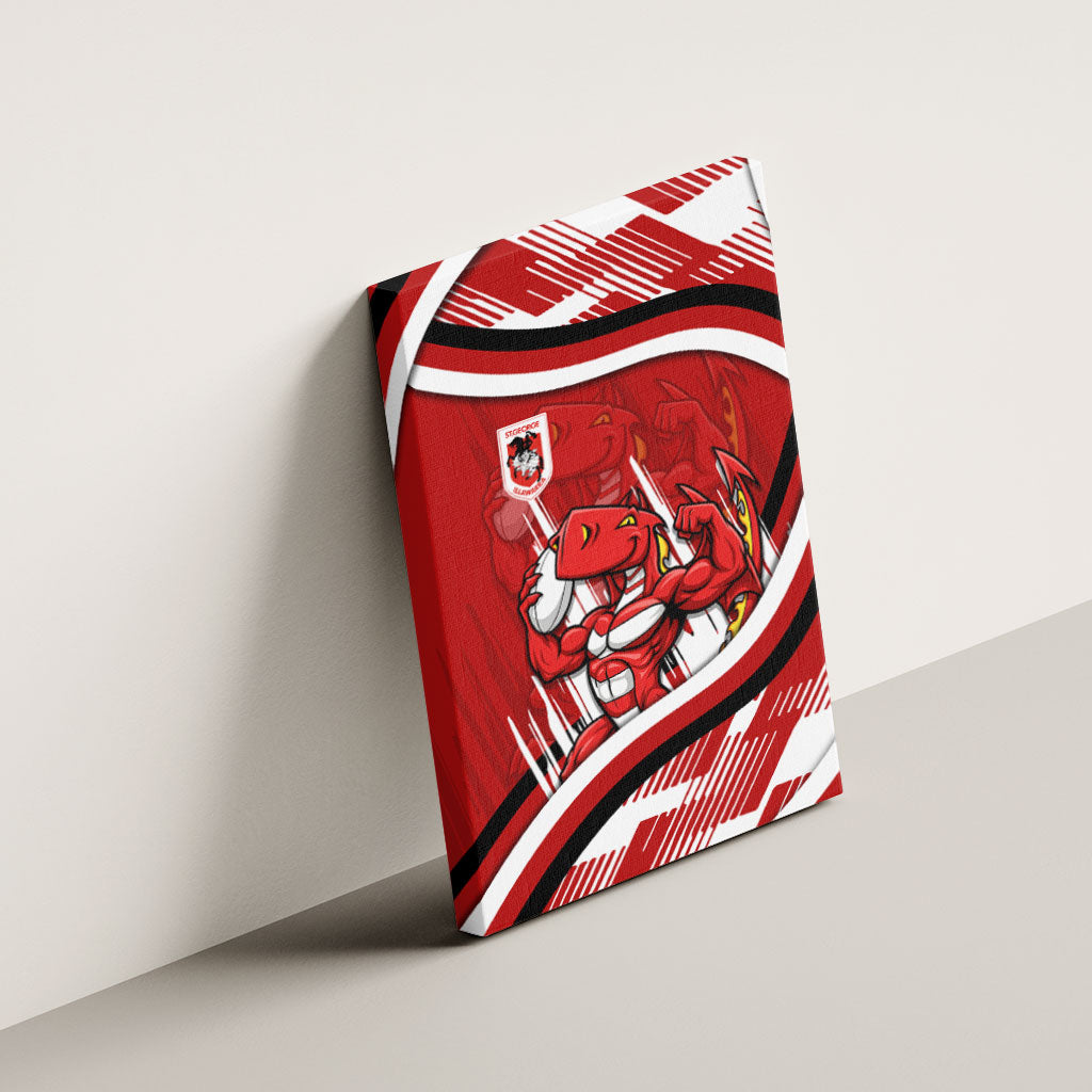Dragons Rugby Mascot Canvas Wall Art Fierce Athlete Graphic in Sports Style