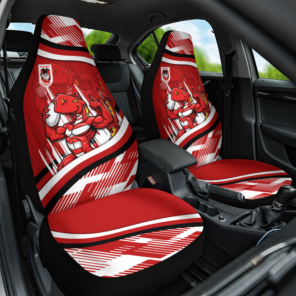 Dragons Rugby Mascot Car Seat Cover Fierce Athlete Graphic in Sports Style