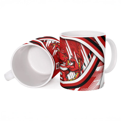Dragons Rugby Mascot Ceramic Mug Fierce Athlete Graphic in Sports Style