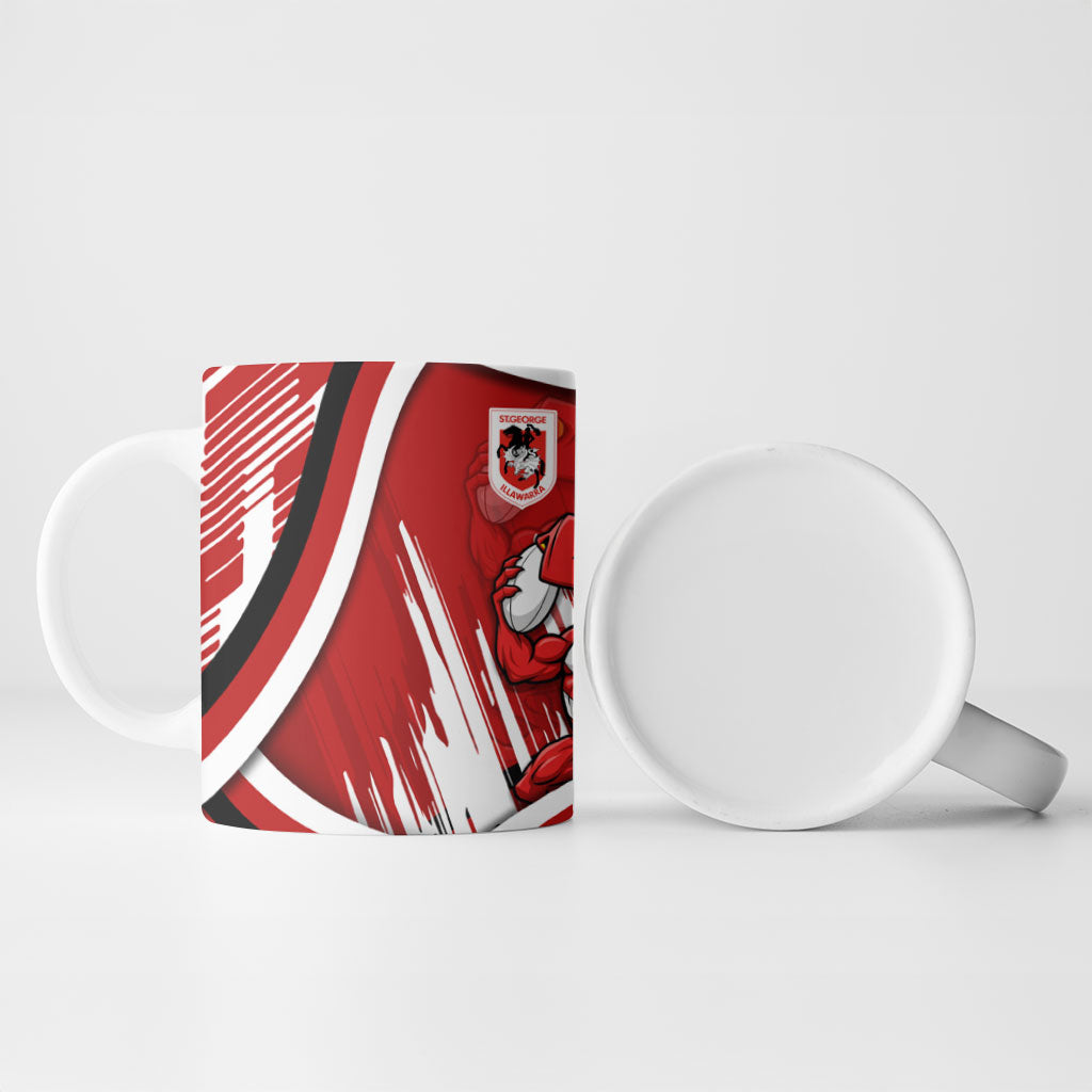 Dragons Rugby Mascot Ceramic Mug Fierce Athlete Graphic in Sports Style