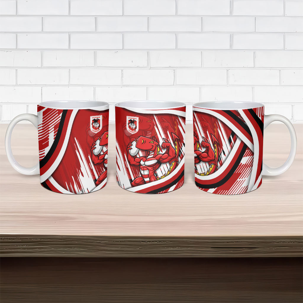 Dragons Rugby Mascot Ceramic Mug Fierce Athlete Graphic in Sports Style