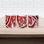 Dragons Rugby Mascot Ceramic Mug Fierce Athlete Graphic in Sports Style