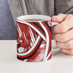 Dragons Rugby Mascot Ceramic Mug Fierce Athlete Graphic in Sports Style