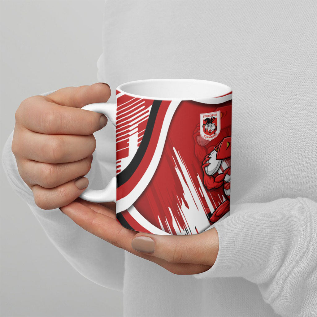 Dragons Rugby Mascot Ceramic Mug Fierce Athlete Graphic in Sports Style