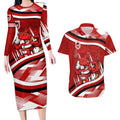 Dragons Rugby Mascot Couples Matching Long Sleeve Bodycon Dress and Hawaiian Shirt Fierce Athlete Graphic in Sports Style