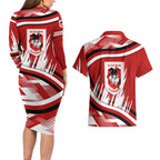 Dragons Rugby Mascot Couples Matching Long Sleeve Bodycon Dress and Hawaiian Shirt Fierce Athlete Graphic in Sports Style