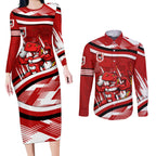 Dragons Rugby Mascot Couples Matching Long Sleeve Bodycon Dress and Long Sleeve Button Shirt Fierce Athlete Graphic in Sports Style