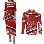 Dragons Rugby Mascot Couples Matching Puletasi and Long Sleeve Button Shirt Fierce Athlete Graphic in Sports Style