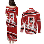 Dragons Rugby Mascot Couples Matching Puletasi and Long Sleeve Button Shirt Fierce Athlete Graphic in Sports Style