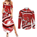 Dragons Rugby Mascot Couples Matching Summer Maxi Dress and Long Sleeve Button Shirt Fierce Athlete Graphic in Sports Style