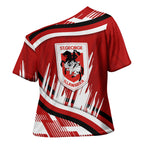 Dragons Rugby Mascot Cross Shoulder Shirt Fierce Athlete Graphic in Sports Style