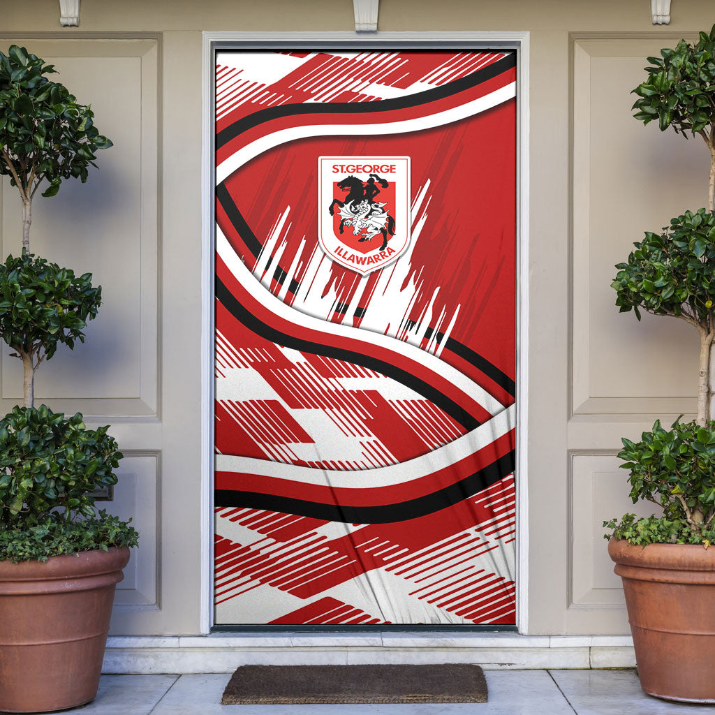 Dragons Rugby Mascot Door Cover Fierce Athlete Graphic in Sports Style