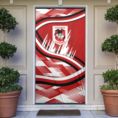 Dragons Rugby Mascot Door Cover Fierce Athlete Graphic in Sports Style