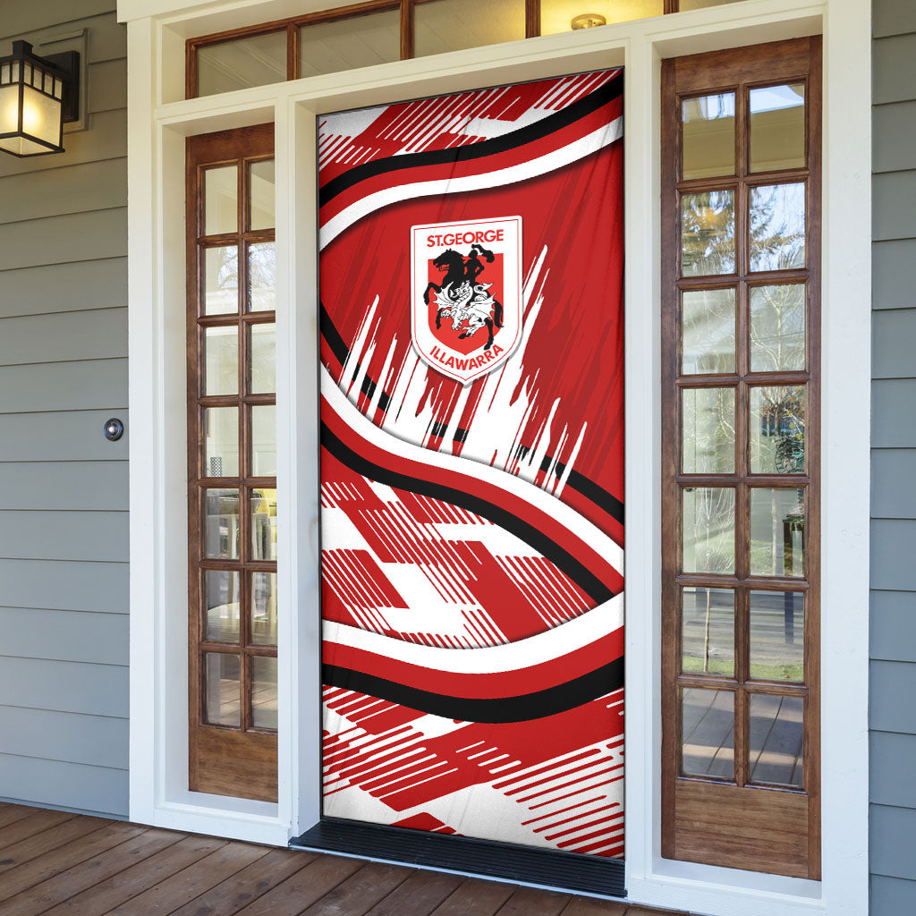 Dragons Rugby Mascot Door Cover Fierce Athlete Graphic in Sports Style