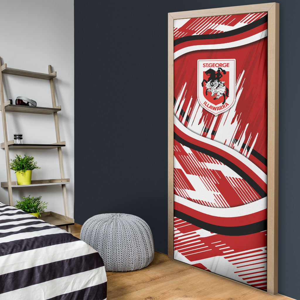 Dragons Rugby Mascot Door Cover Fierce Athlete Graphic in Sports Style