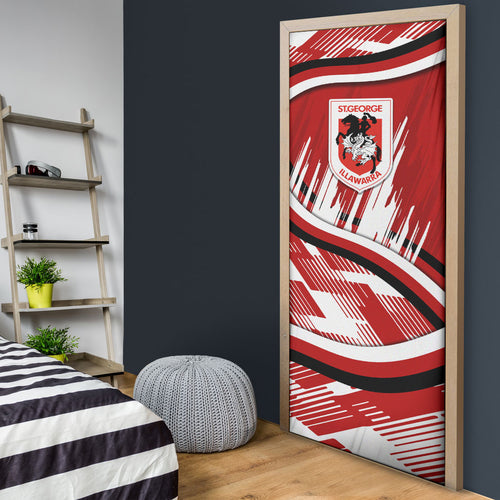 Dragons Rugby Mascot Door Cover Fierce Athlete Graphic in Sports Style