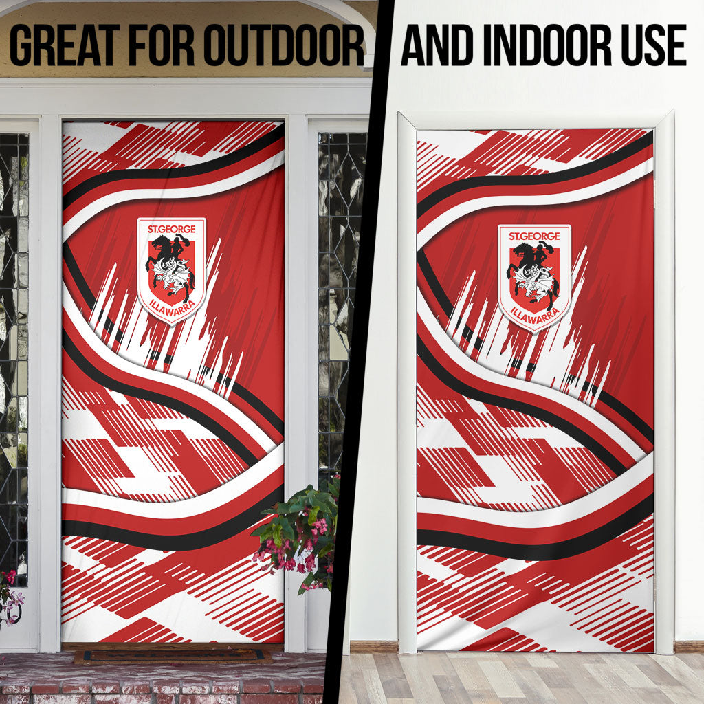 Dragons Rugby Mascot Door Cover Fierce Athlete Graphic in Sports Style