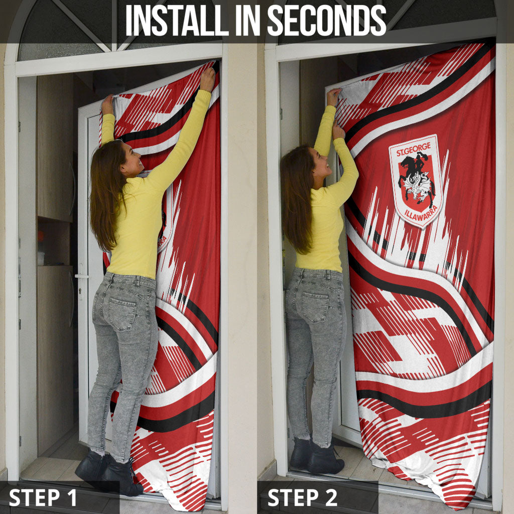 Dragons Rugby Mascot Door Cover Fierce Athlete Graphic in Sports Style