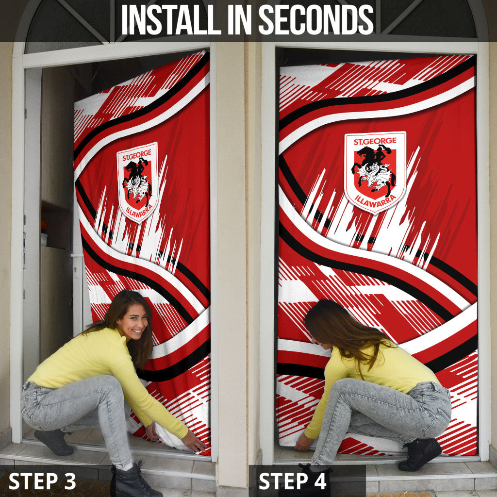 Dragons Rugby Mascot Door Cover Fierce Athlete Graphic in Sports Style