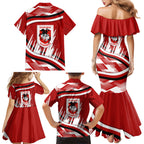 Dragons Rugby Mascot Family Matching Mermaid Dress and Hawaiian Shirt Fierce Athlete Graphic in Sports Style