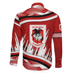 Dragons Rugby Mascot Family Matching Off The Shoulder Long Sleeve Dress and Hawaiian Shirt Fierce Athlete Graphic in Sports Style