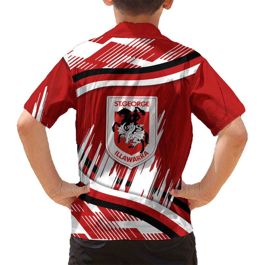 Dragons Rugby Mascot Family Matching Off Shoulder Maxi Dress and Hawaiian Shirt Fierce Athlete Graphic in Sports Style