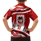 Dragons Rugby Mascot Family Matching Off Shoulder Short Dress and Hawaiian Shirt Fierce Athlete Graphic in Sports Style