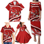 Dragons Rugby Mascot Family Matching Puletasi and Hawaiian Shirt Fierce Athlete Graphic in Sports Style