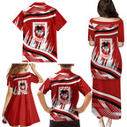 Dragons Rugby Mascot Family Matching Puletasi and Hawaiian Shirt Fierce Athlete Graphic in Sports Style