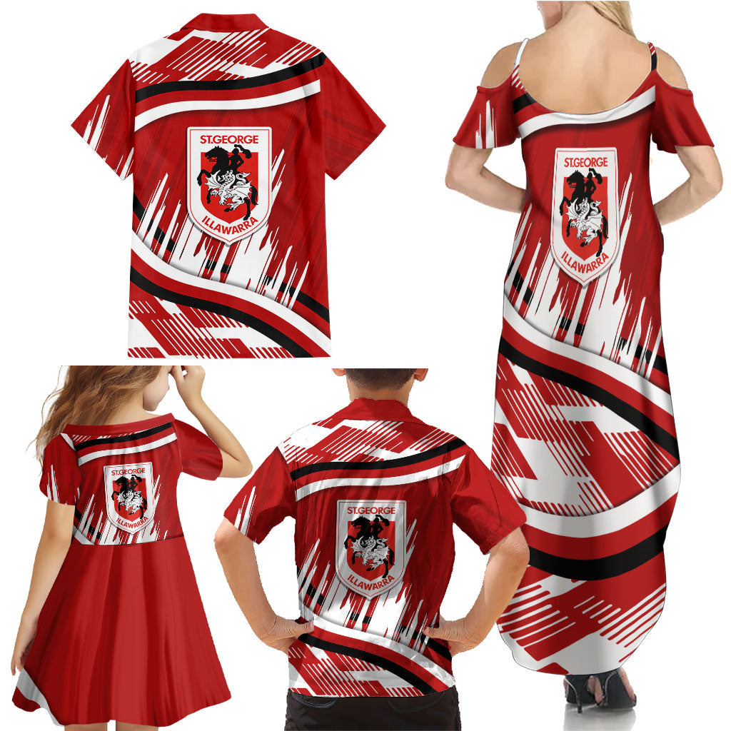 Dragons Rugby Mascot Family Matching Summer Maxi Dress and Hawaiian Shirt Fierce Athlete Graphic in Sports Style