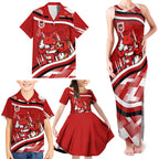 Dragons Rugby Mascot Family Matching Tank Maxi Dress and Hawaiian Shirt Fierce Athlete Graphic in Sports Style