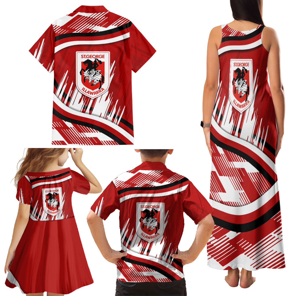 Dragons Rugby Mascot Family Matching Tank Maxi Dress and Hawaiian Shirt Fierce Athlete Graphic in Sports Style
