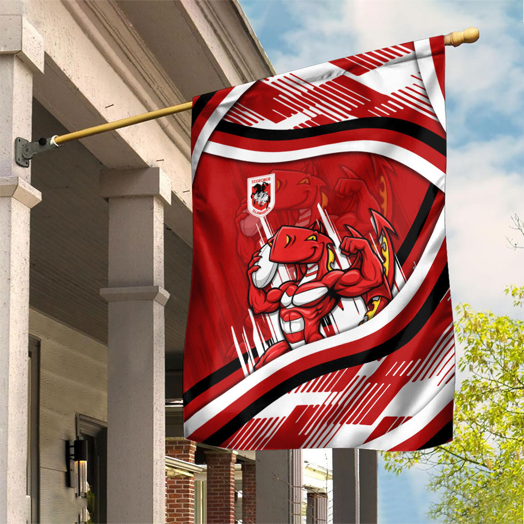 Dragons Rugby Mascot Garden Flag Fierce Athlete Graphic in Sports Style