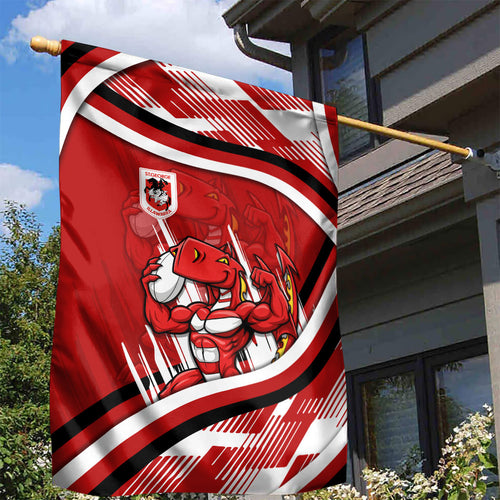 Dragons Rugby Mascot Garden Flag Fierce Athlete Graphic in Sports Style