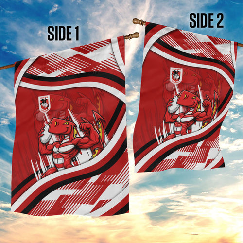 Dragons Rugby Mascot Garden Flag Fierce Athlete Graphic in Sports Style