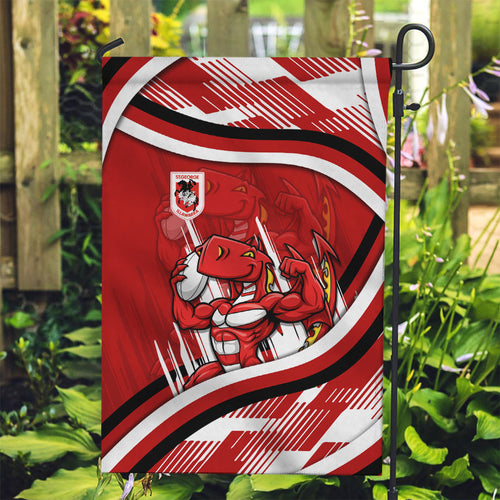Dragons Rugby Mascot Garden Flag Fierce Athlete Graphic in Sports Style