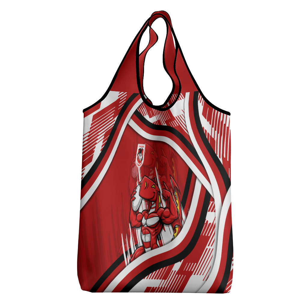 Dragons Rugby Mascot Grocery Bag Fierce Athlete Graphic in Sports Style