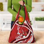 Dragons Rugby Mascot Grocery Bag Fierce Athlete Graphic in Sports Style