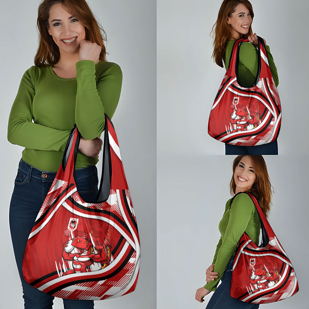 Dragons Rugby Mascot Grocery Bag Fierce Athlete Graphic in Sports Style