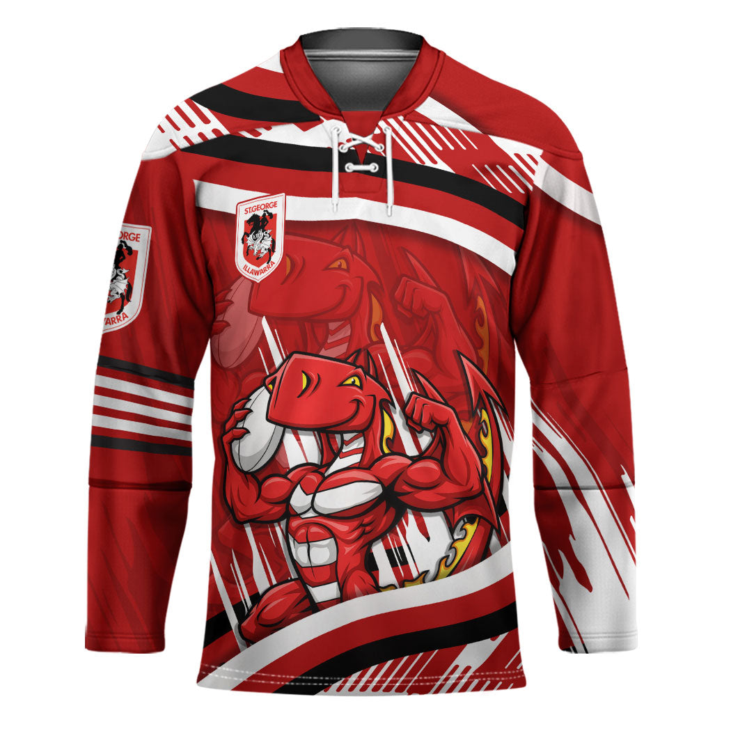 Dragons Rugby Mascot Hockey Jersey Fierce Athlete Graphic in Sports Style